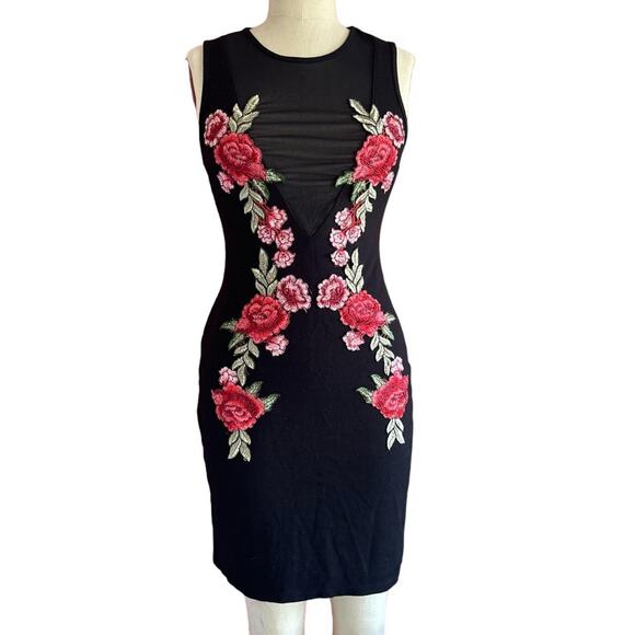 Iris Los Angeles Dresses & Skirts - Womens Dress Size Small Black Floral Sheer Sexy Office Siren Party Formal